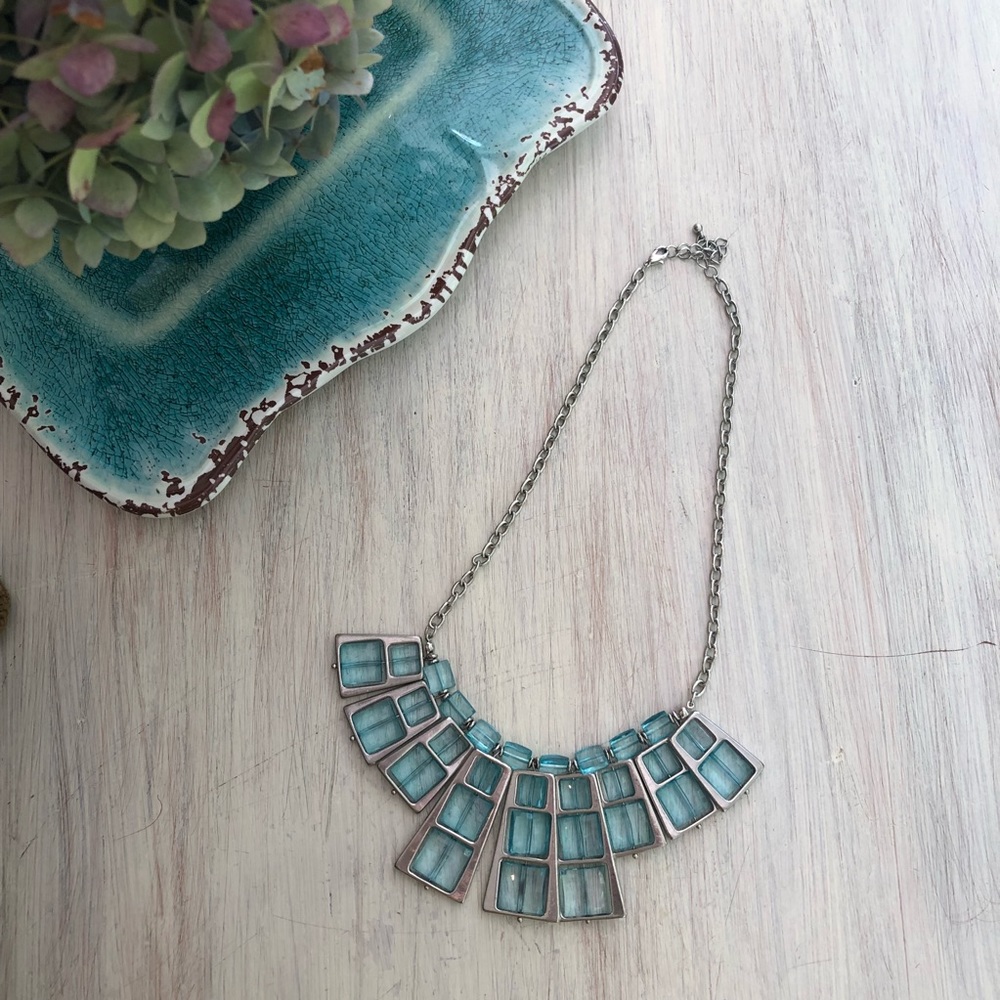 💕3for$15💕 Blue Beaded Silver Necklace